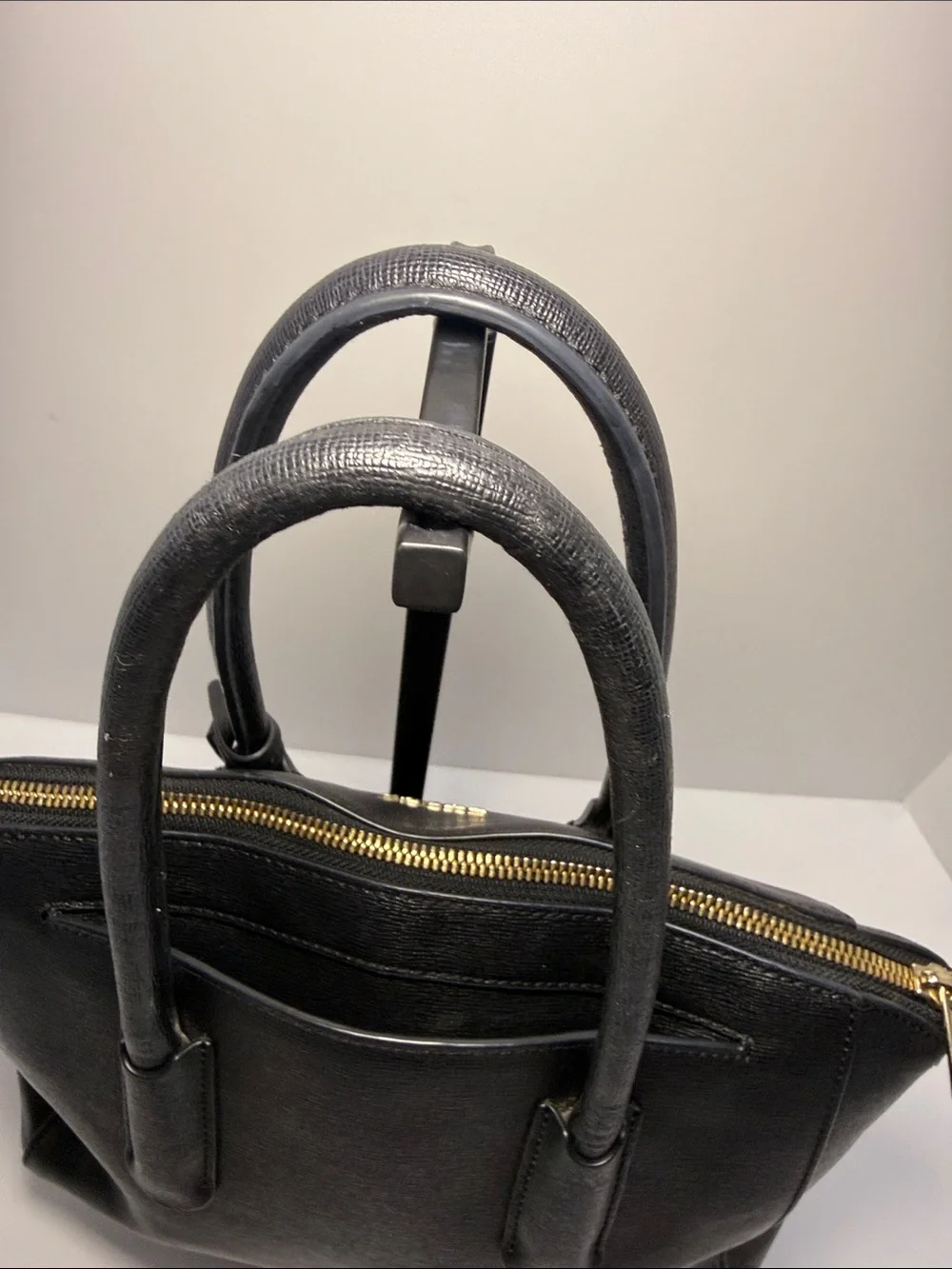 Furla Black Saffiano Leather Satchel
